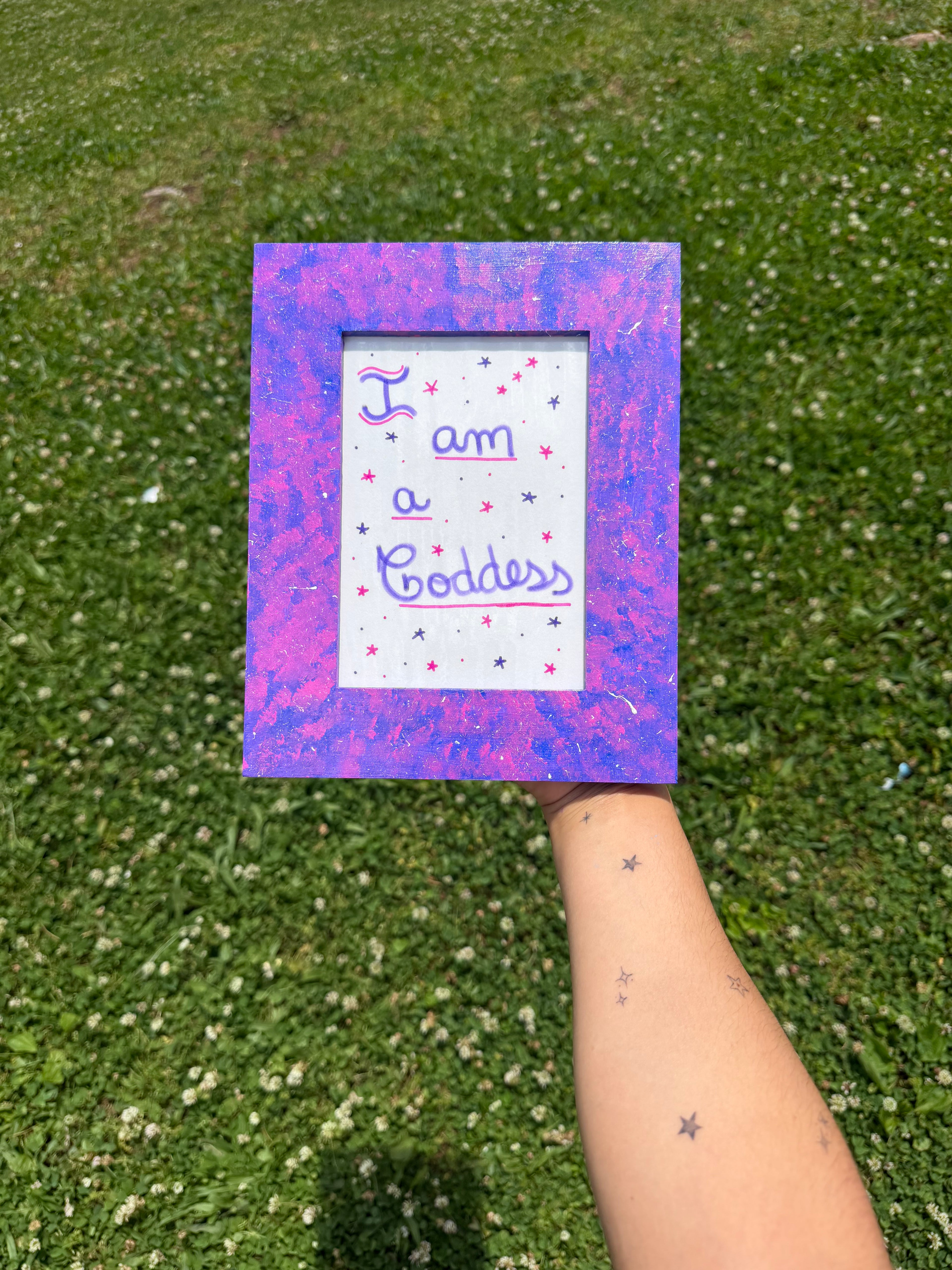 I Am a Goddess (Purple)– Hand-Painted Cosmic Frame Affirmation Decor