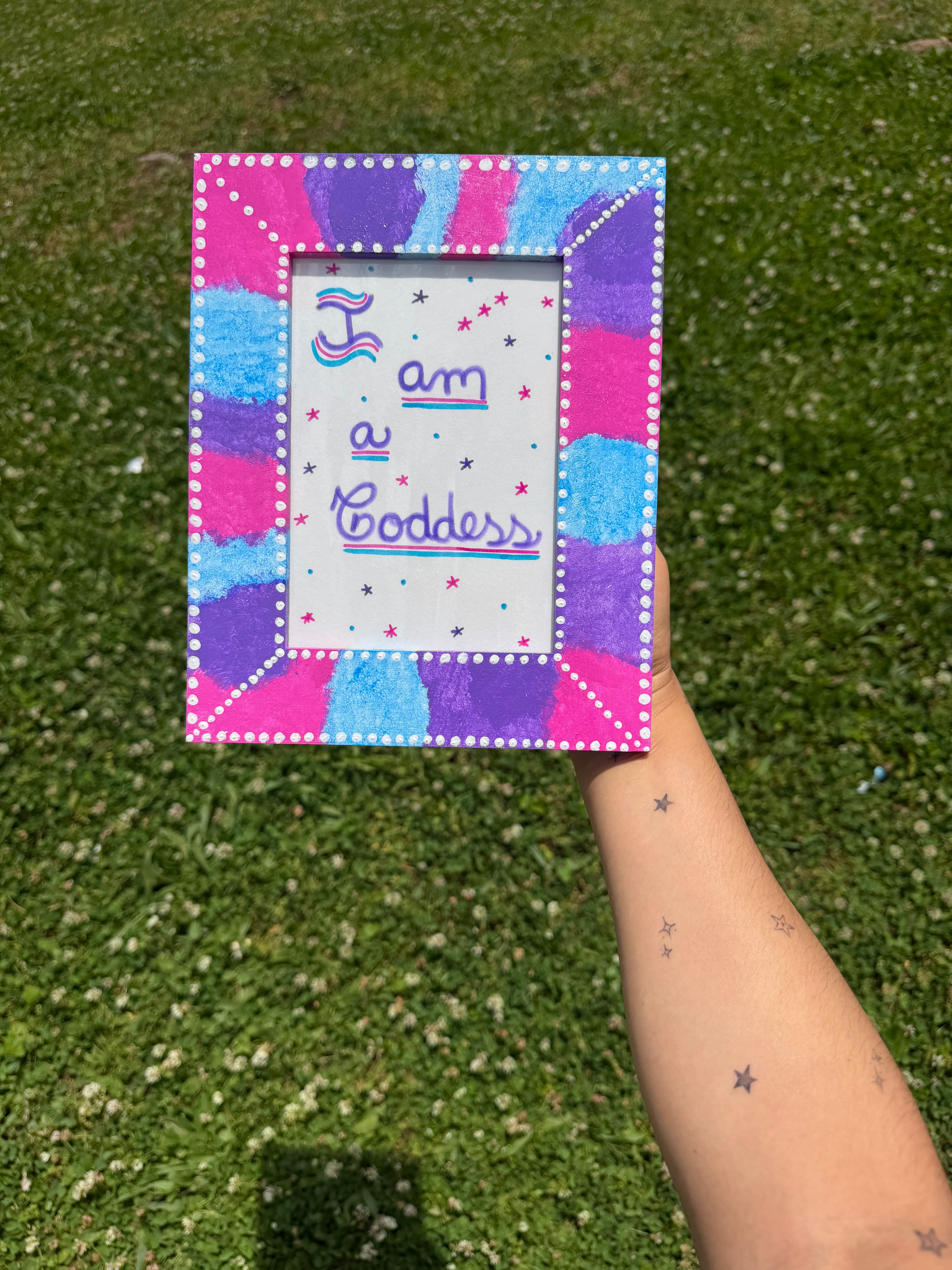 I Am a Goddess (Purple) – Hand-Painted Starlight Frame Affirmation Decor