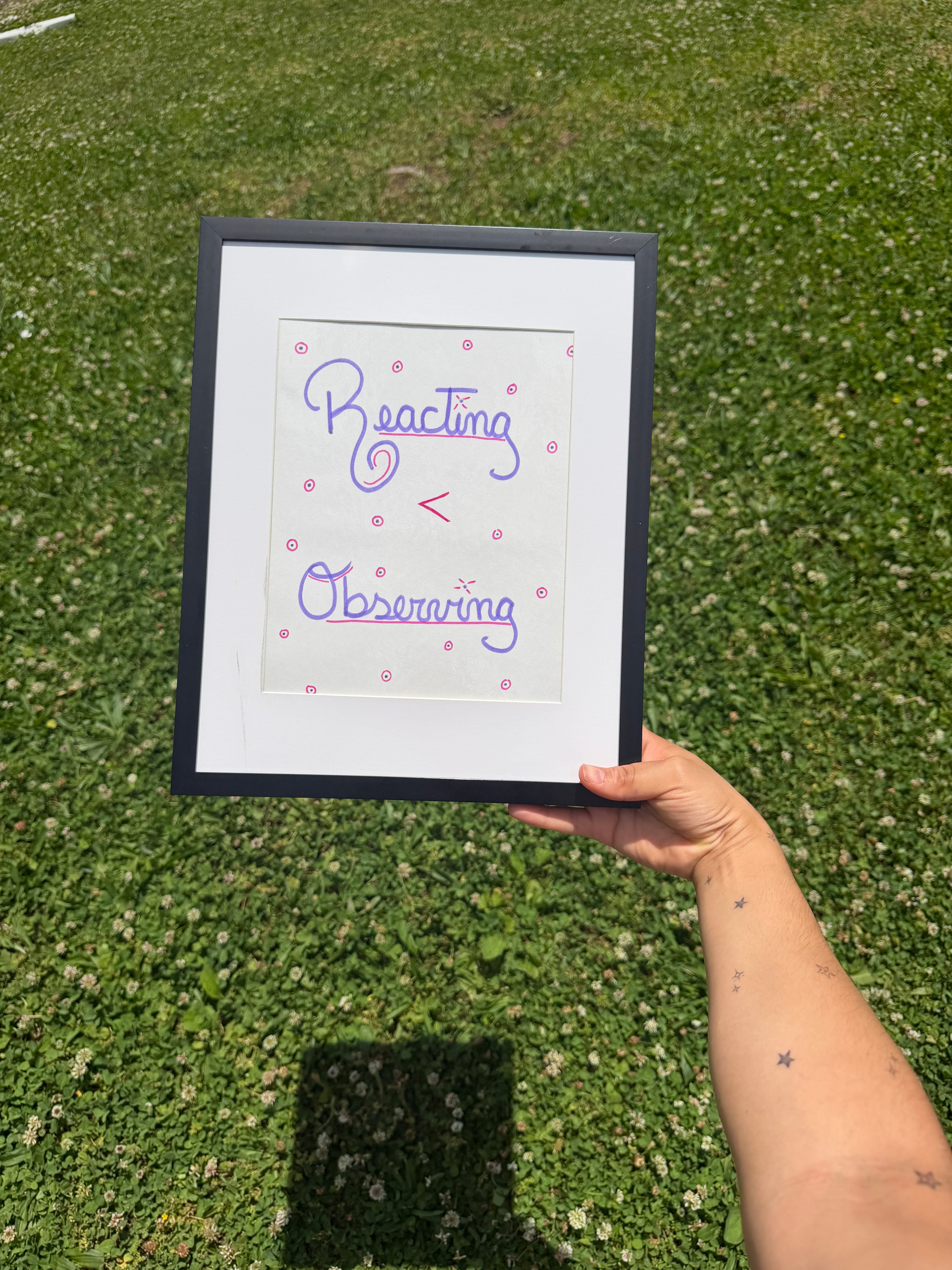 Reacting < Observing – Framed Mindfulness Art
